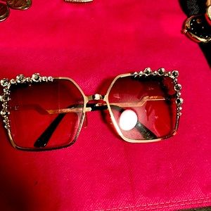 Italian Design Square Jeweled Sunglasses
